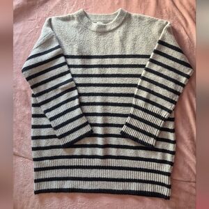 a new day Women's Crewneck Sweater in Cream and Black Stripes